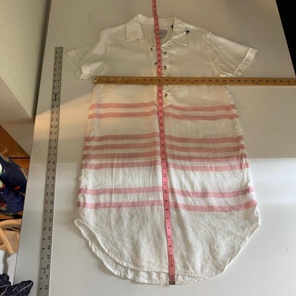 Rails Dress Womens M Medium Multi Linen Blend Rocky Stripe Lace Up Short Sleeve - Picture 7 of 11